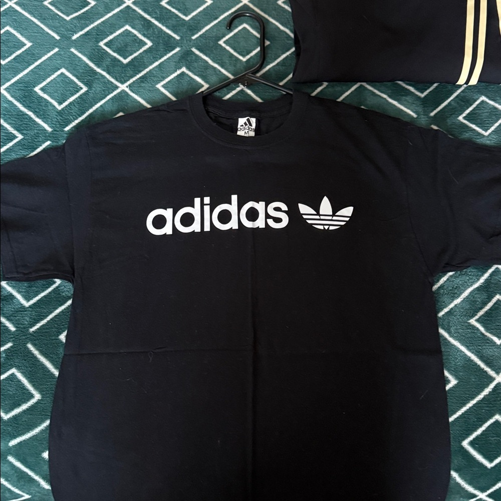 Adidas Black Tee with White Trefoil Logo